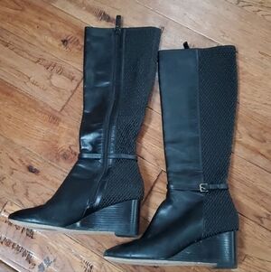 Cole Haan Lauralyn black textured boots
